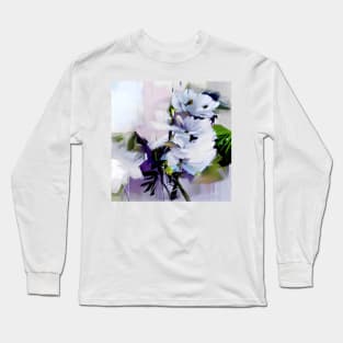 Abstract White Floral Long Sleeve T-Shirt